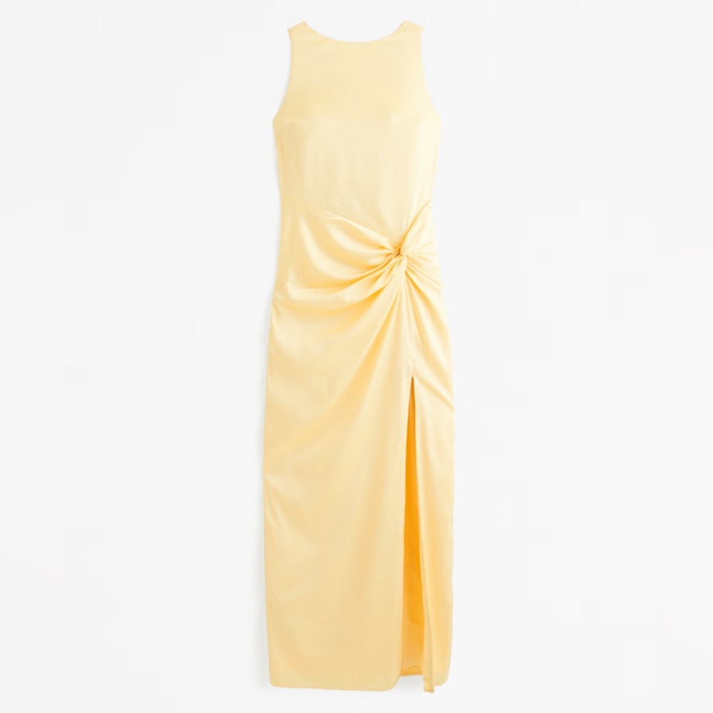 Abercrombie & Fitch slim-fitting draped maxi skirt dress sz M Tall Yellow